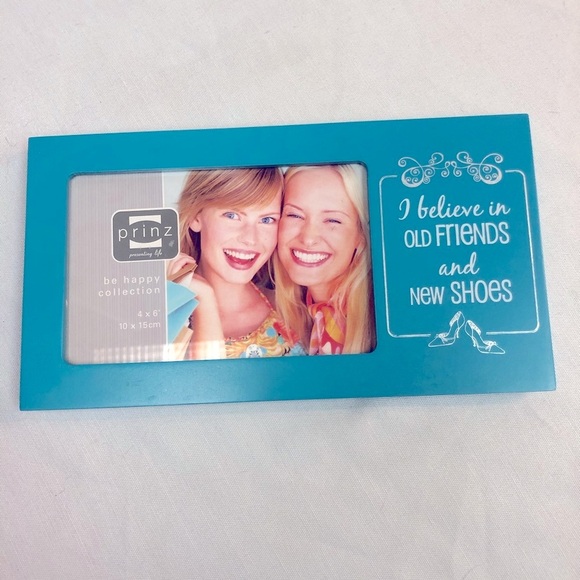 3 for $10 🛍️ Wood Picture Frame I believe in Old Friends & New Shoes Teal - Picture 1 of 3